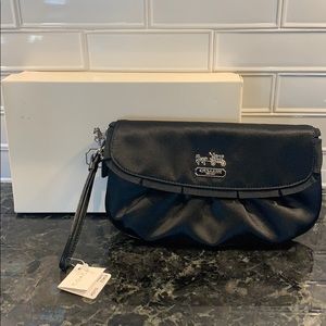 Coach Black Amanda Satin Large Wristlet
